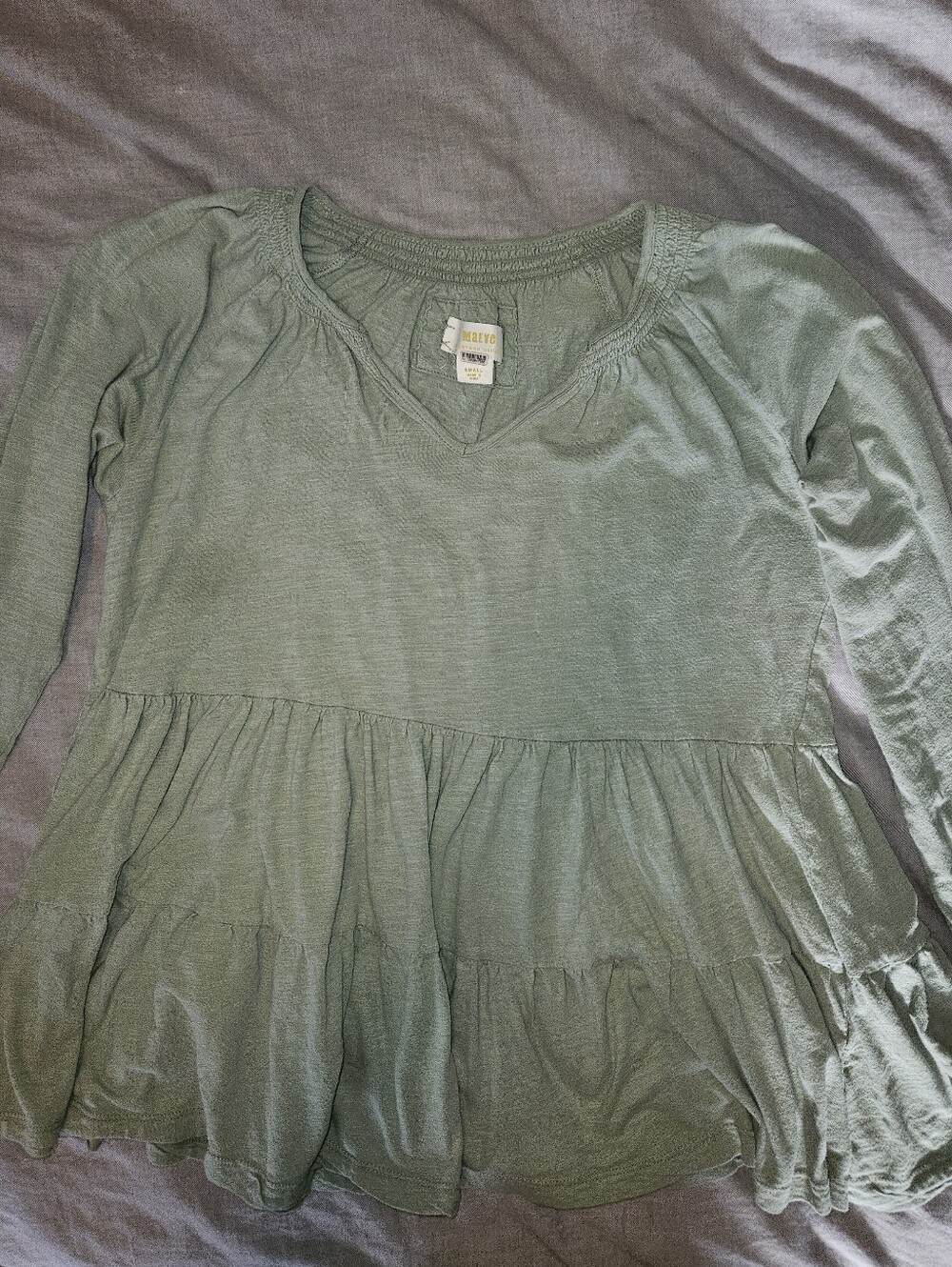 Anthropologie Maeve Sage Green Long Sleeve Peasant Tunic